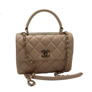 Chanel Beige Lambskin Leather Small Trendy CC Bag with Handle – Italy  Station