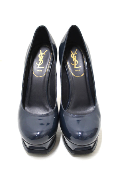 YSL Yves Saint Laurent Blue Tribute Pumps Shoes Size 39