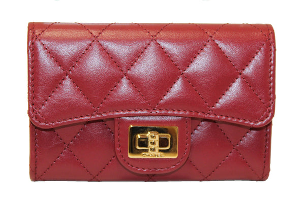 Chanel Quilted Red Calfskin Leather Reissue Flap Card Holder