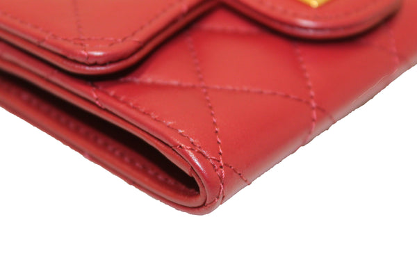 Chanel Quilted Red Calfskin Leather Reissue Flap Card Holder