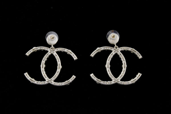 Chanel Classic CC Light Gold-Tone Pearl and Crystal Earrings