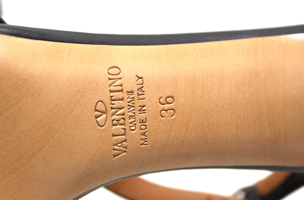 Valentino Black Rockstuds Strappy Sandals Heels Shoes Size 36 MW1S0B44VOT