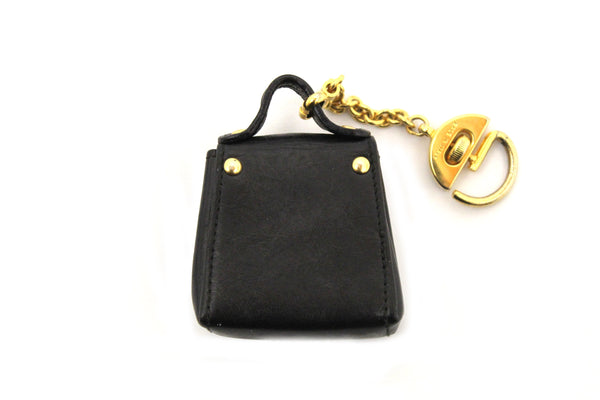 Salvatore Ferragamo Gancini Black Leather Miniature Bag Key Ring