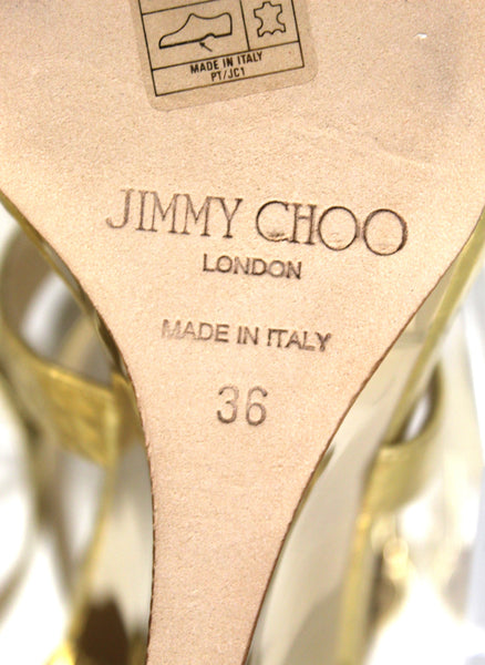 Jimmy Choo Metallic Gold Wedge Sandal 36