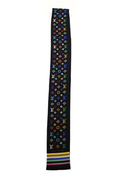 Louis Vuitton Monogram Multicolor Black Twilly Bandeau Scarf