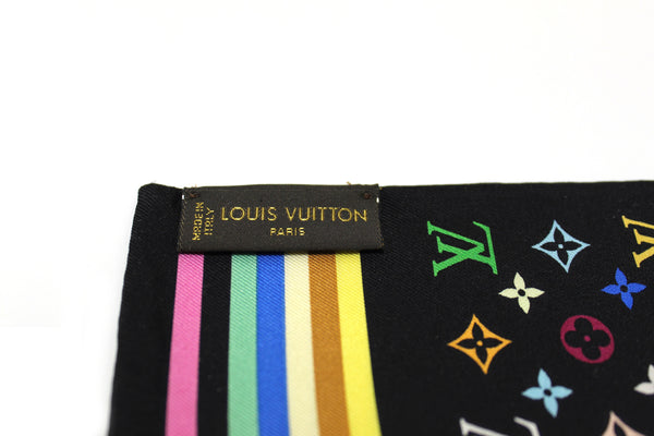 Louis Vuitton Monogram Multicolor Black Twilly Bandeau Scarf
