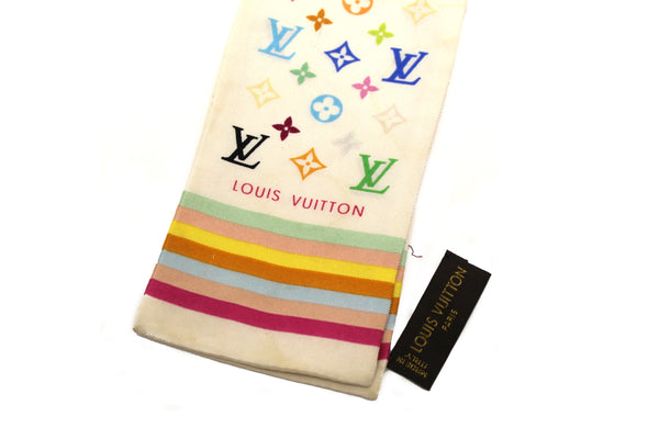 路易·威登（Louis Vuitton）會標多色白色Twilly Bandeau圍巾