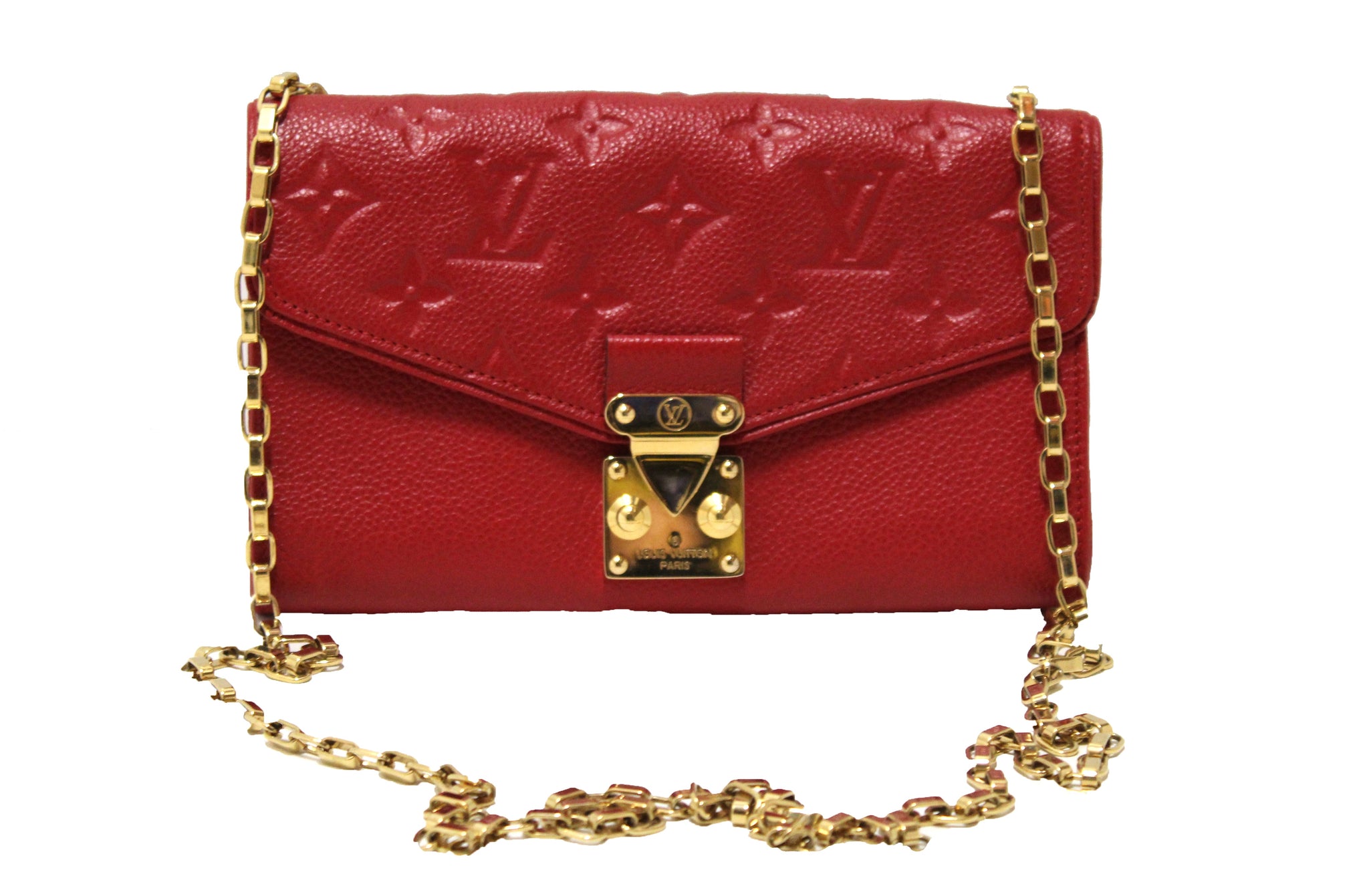 Louis Vuitton Red Empreinte Leather Saint-Germain Pochette With Chain –  Italy Station