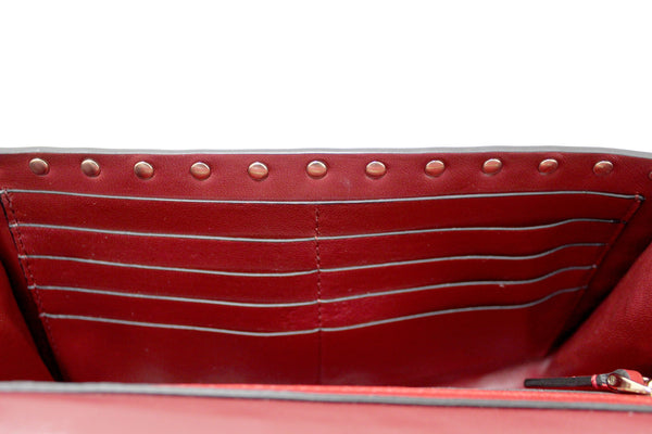 Valentino Garavani Red Quilted Nappa Leather Rockstud Spike Crossbody Clutch Bag