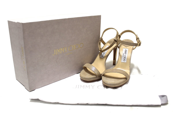 Jimmy Choo Champagne Gold Glitter Pandora Pump Heel涼鞋37