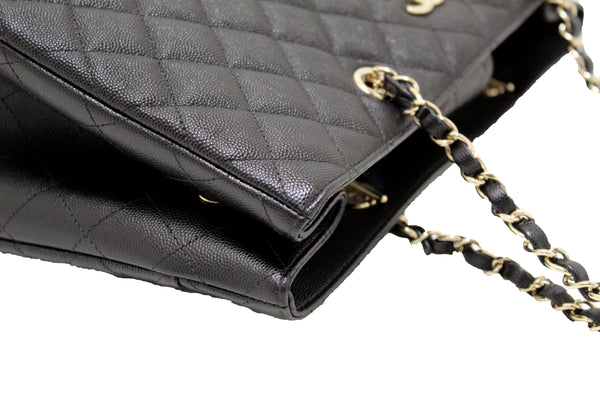 Chanel Black Quilted Caviar Leather Large Shopping Tote Bag