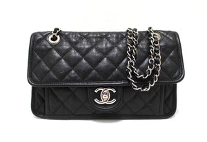 Chanel Black Quilted Caviar Leather Riviera Flap Shoulder Bag