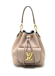 Louis Vuitton Beige Grained Calf Leather Lockme Bucket Bag