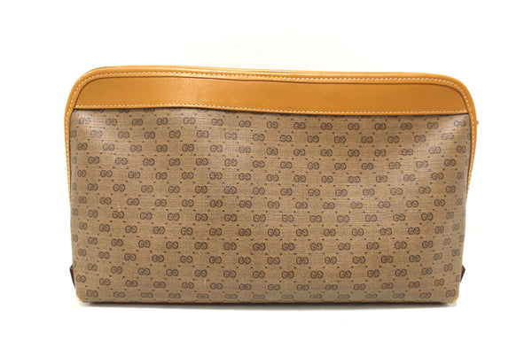 Gucci Vintage Brown GG Guccissima Canvas Large Cosmetic Case