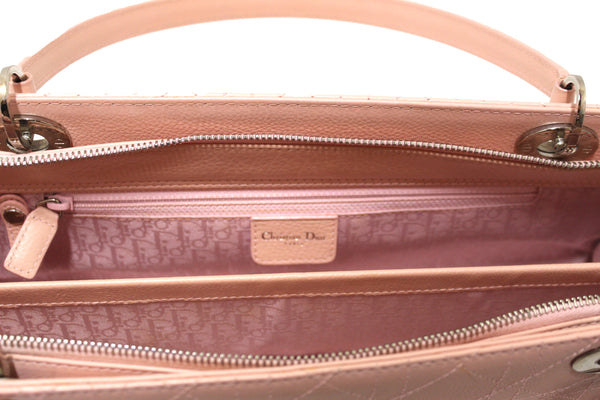 Christian Dior Pink Calfskin Leather Tote Shoulder Bag