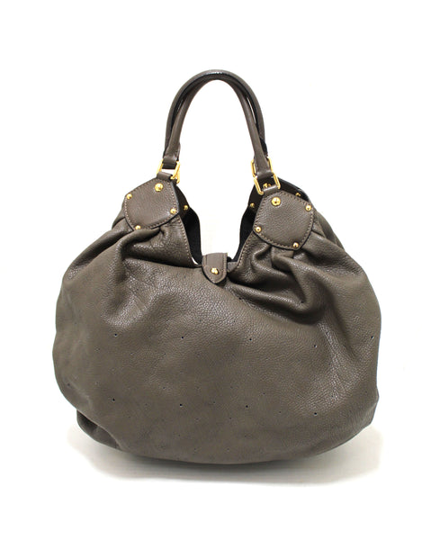 Louis Vuitton Grey Perforated Leather Mahina XL Hobo Shoulder Bag