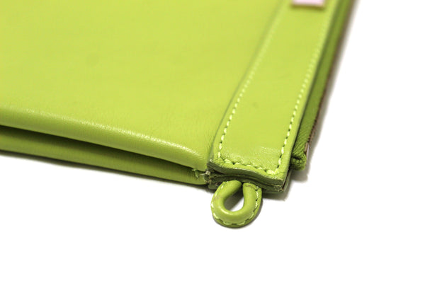 Jimmy Choo Lime Green Leather Zipper Pouch