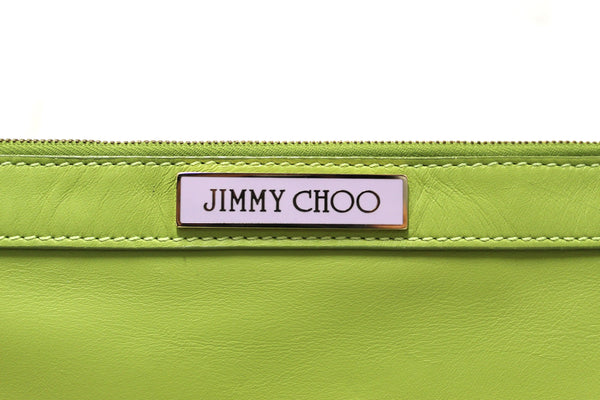 Jimmy Choo 檸檬綠皮革拉鍊手拿包