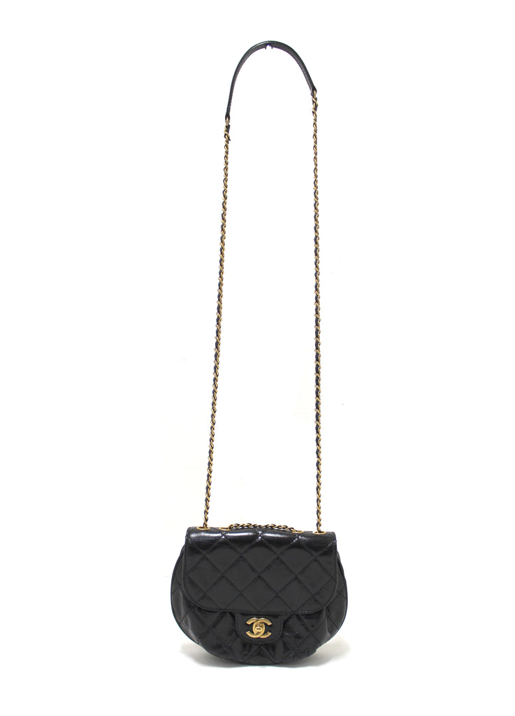 Chanel Black Aged Calfskin Quilted Mini Haft Moon Bag – Italy Station