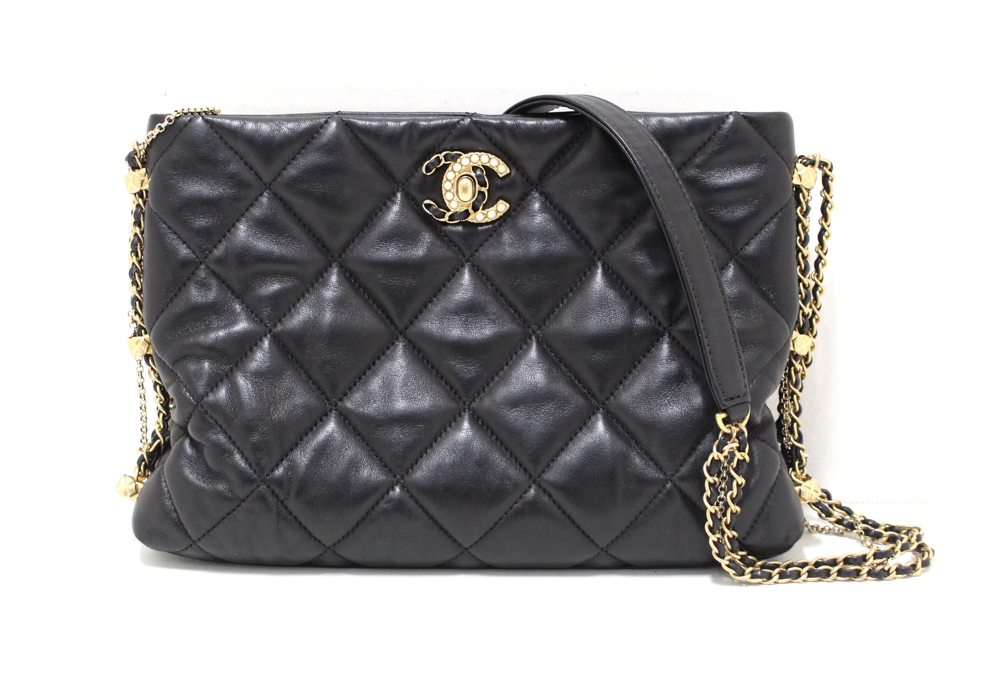 Chanel All About Chains Hobo Quilted Lambskin Black