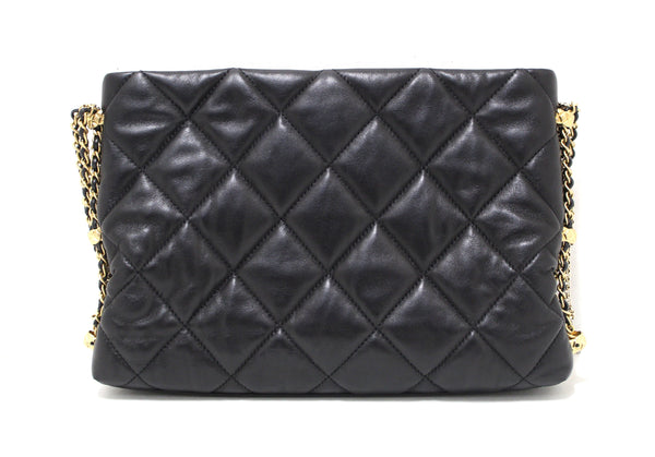Chanel Black Lambskin Quilted Crush on Chains Hobo Bag