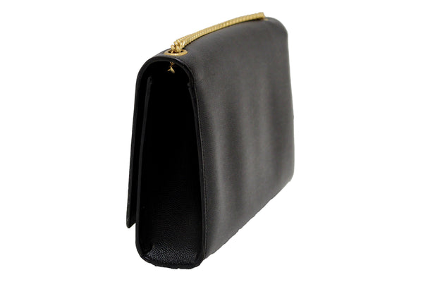 Saint Laurent Black Grain De Poudre Embossed Leather Medium Kate Bag