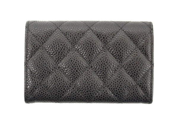 Chanel Black Caviar Quilted Leather CC Flap Card Holder