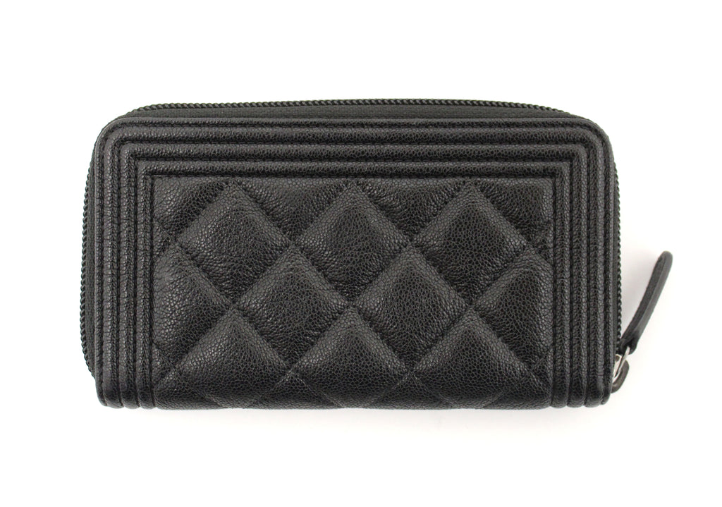 Boy Zip Around Wallet Quilted Caviar Small