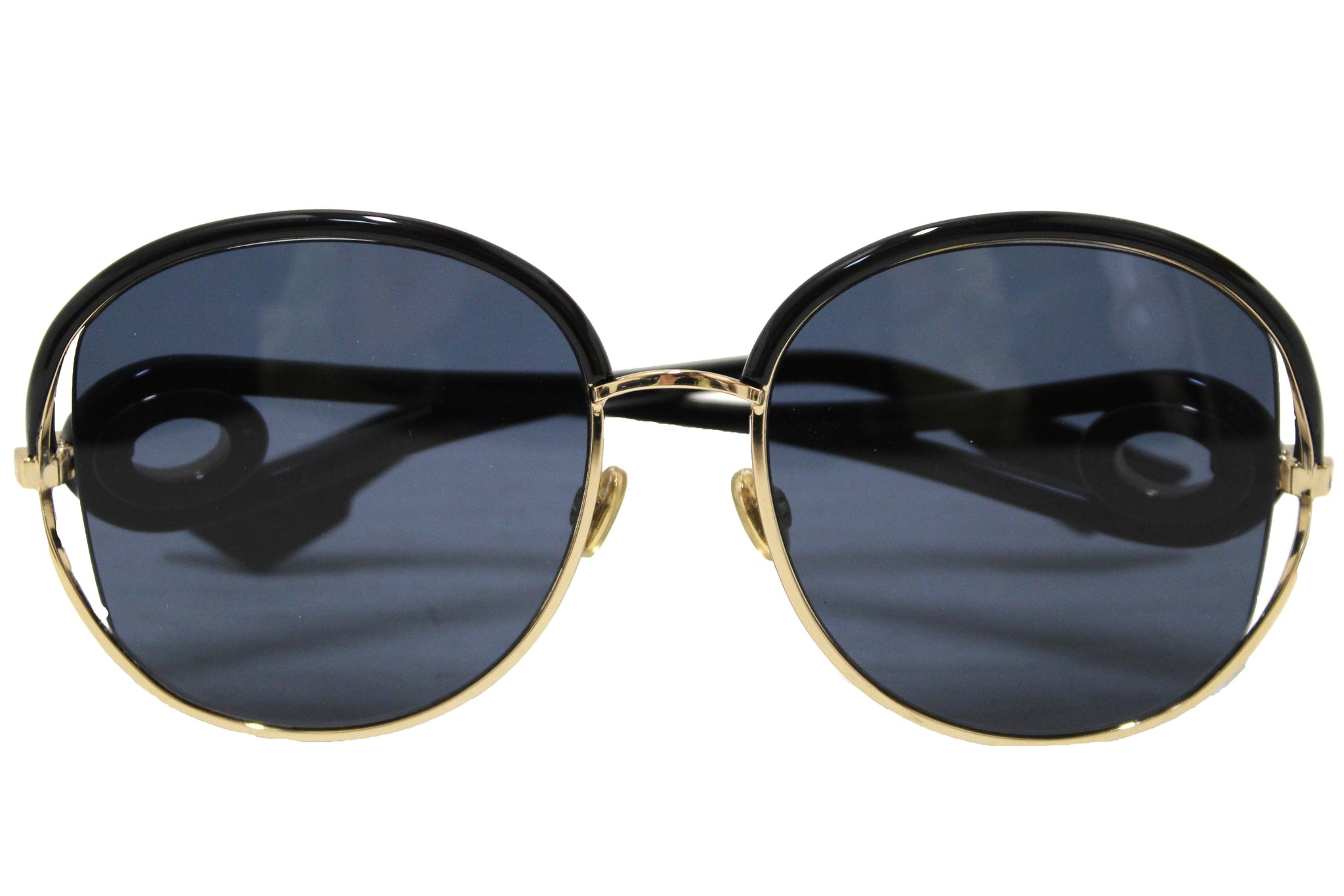 Dior 黑色醋酸纖維與金色圓框太陽眼鏡