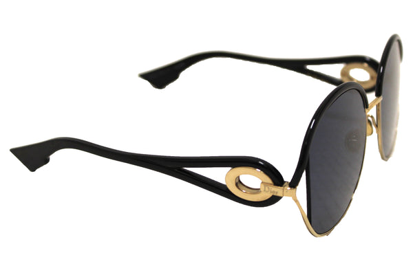 Dior Black Acetate and Gold Round Framed Sunglasses