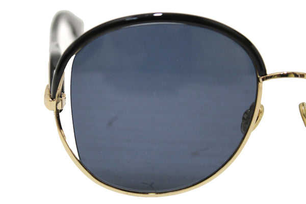 Dior 黑色醋酸纖維與金色圓框太陽眼鏡