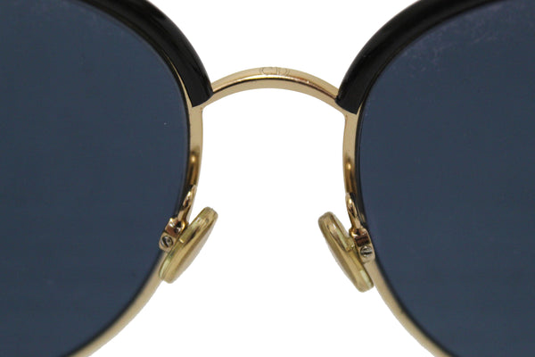 Dior Black Acetate and Gold Round Framed Sunglasses