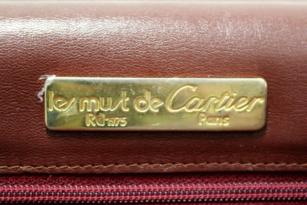 Cartier Burgundy Calfskin Leather Envelope Portfolio Pouch