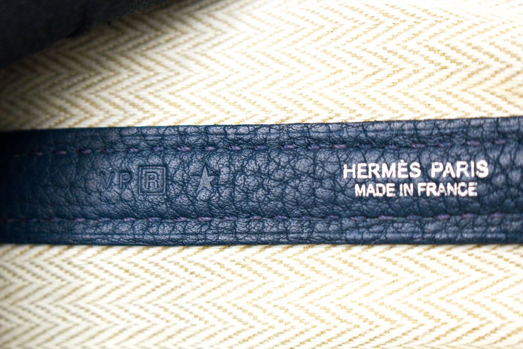 Hermes Garden Party TPM 30 Toile Baffle Navy Black P Stamped