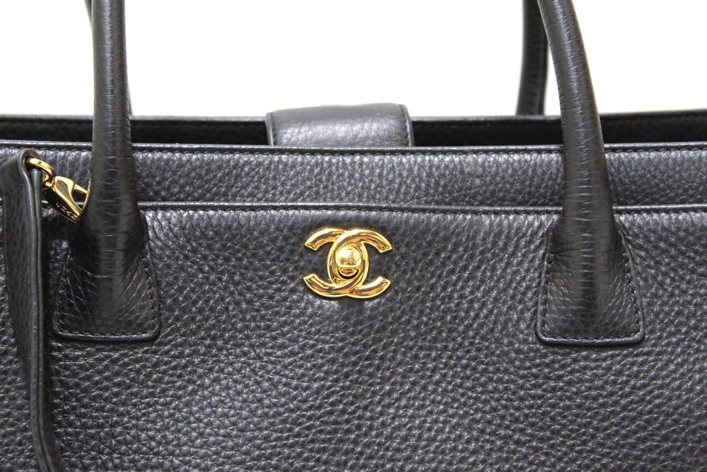 Chanel Black Calfskin Executive Shopper Shoulder Tote Bag