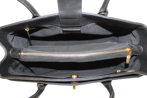 Chanel Black Calfskin Cerf Executive Shopper Shoulder Tote Bag