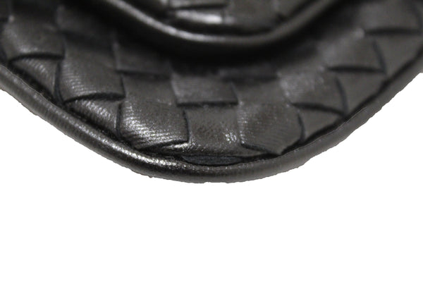 Bottega Veneta Black Intrecciato Leather Mini Flap Chain Crossbody Bag