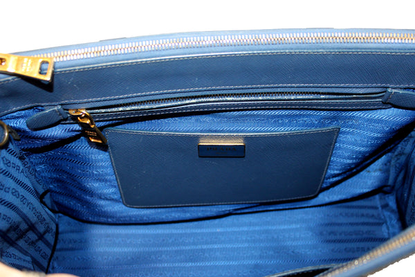 Prada Blue Saffiano Lux Leather Galleria Large Tote Bag
