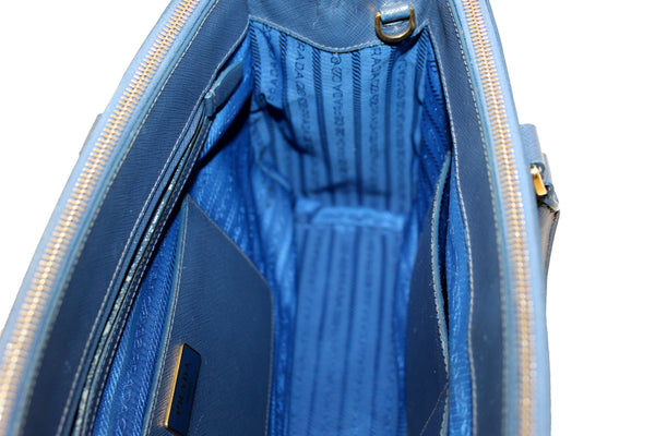 Prada 藍色 Saffiano Lux 皮革 Galleria 大號托特包