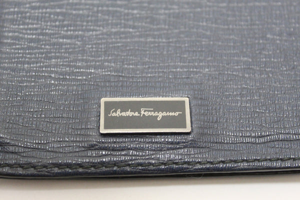 Salvatore Ferragamo Navy Leather Card Holder
