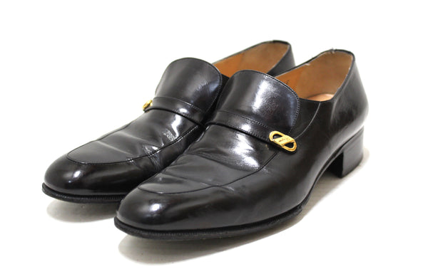 Salvatore Ferrgamo男士黑色小牛皮革鞋鞋鞋尺寸7.5