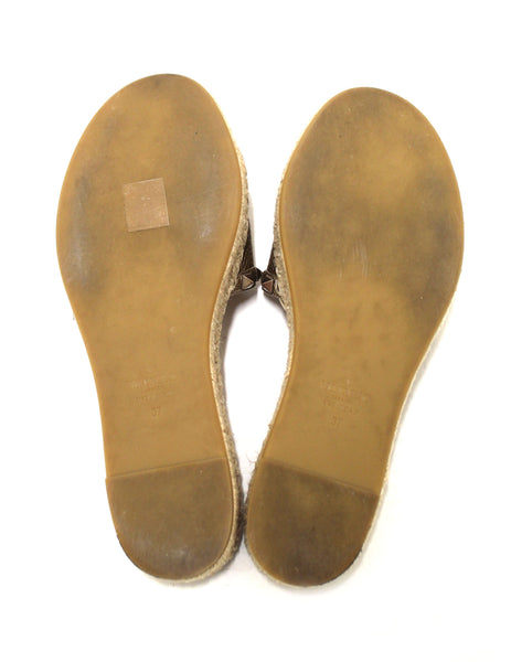 Valentino金屬金色岩刺鞋體扁平滑梯涼鞋37