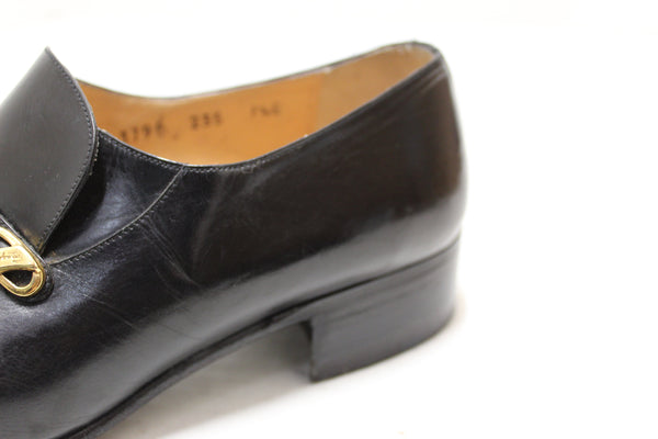 Salvatore Ferragamo Men's Black Calf Leather Loafer Dress Shoes size 7.5