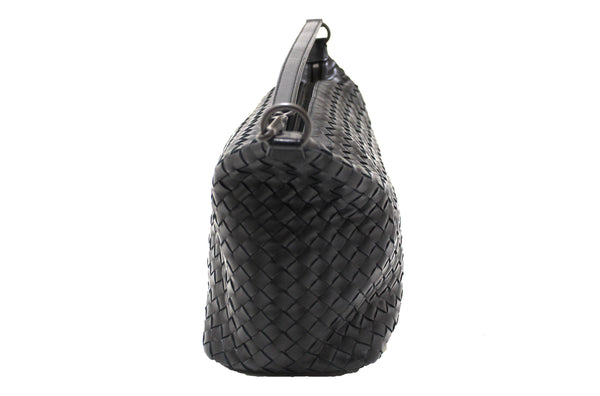 Bottega Veneta Black Nappa Intrecciato Small Shoulder Bag