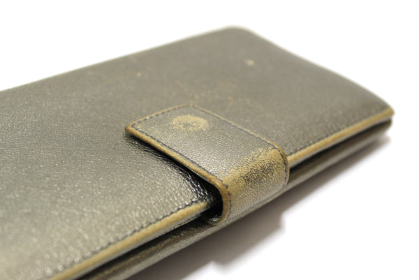 Yves Saint Laurent Metallic Silver Classic Long Wallet