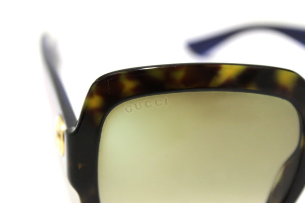 Gucci 棕色玳瑁方形太陽眼鏡