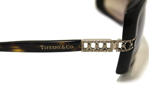 Tiffany &amp; Co 棕色玳瑁阿特拉斯水晶方形太陽眼鏡