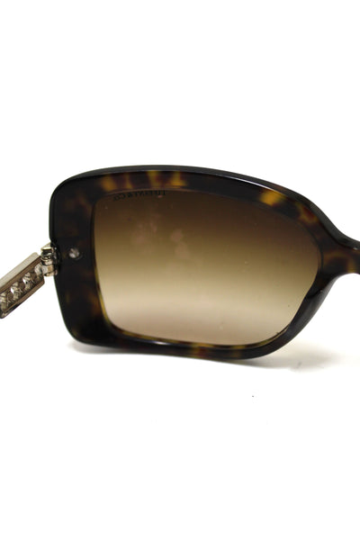 Tiffany & Co Brown Tortoise Shell Atlas Crystal Square Sunglasses