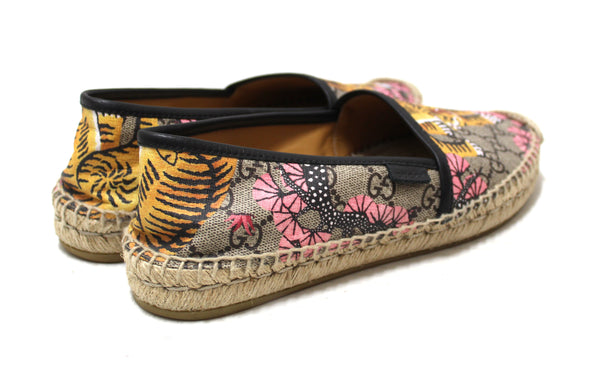 Gucci Tiger Bengal GG coated Canvas Espadrille Loafer Flats Shoes Size 37