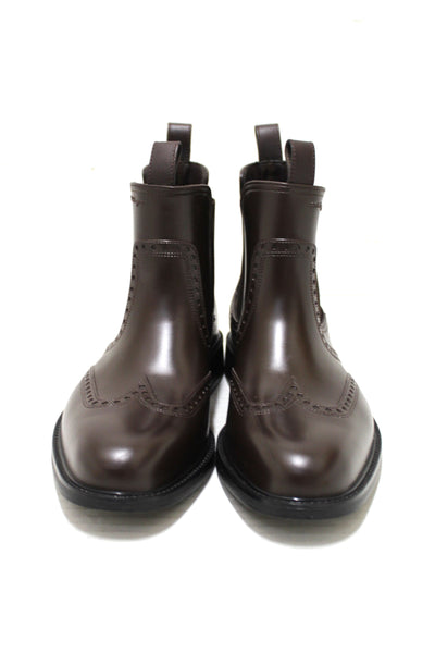 Salvatore Ferragamo Men's Chestnut Rubber Wingtip Brown Boots Size 7